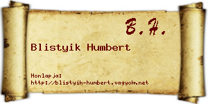 Blistyik Humbert névjegykártya